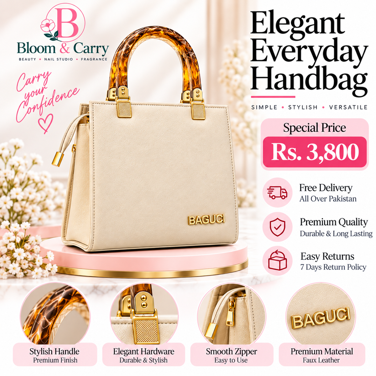 Amber Handle Elegant Handbag