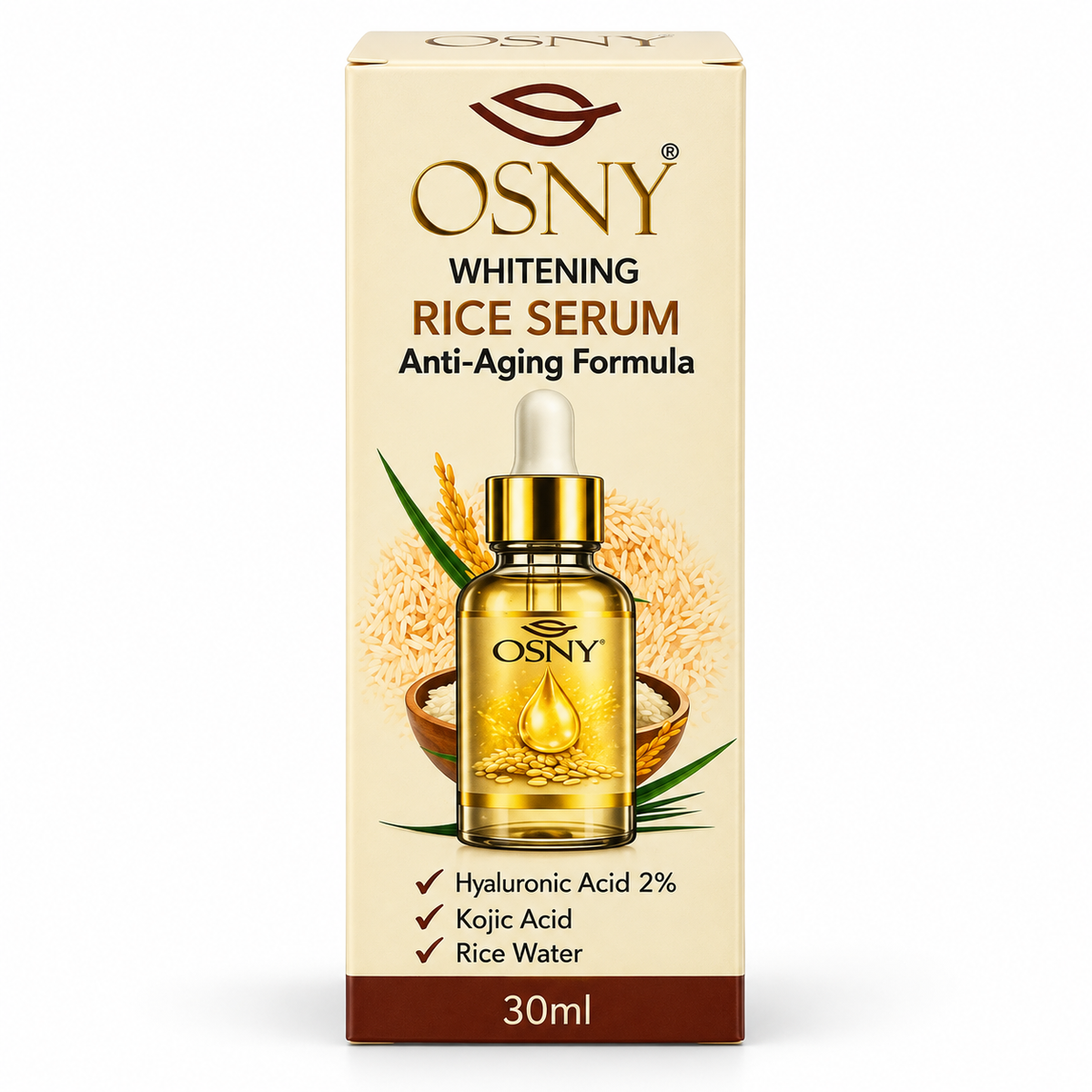 OSNY Rice Serum with Kojic Acid & Hyaluronic Acid – 30ml