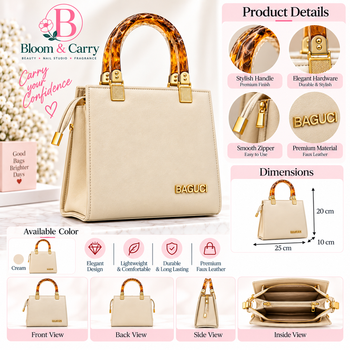 Amber Handle Elegant Handbag