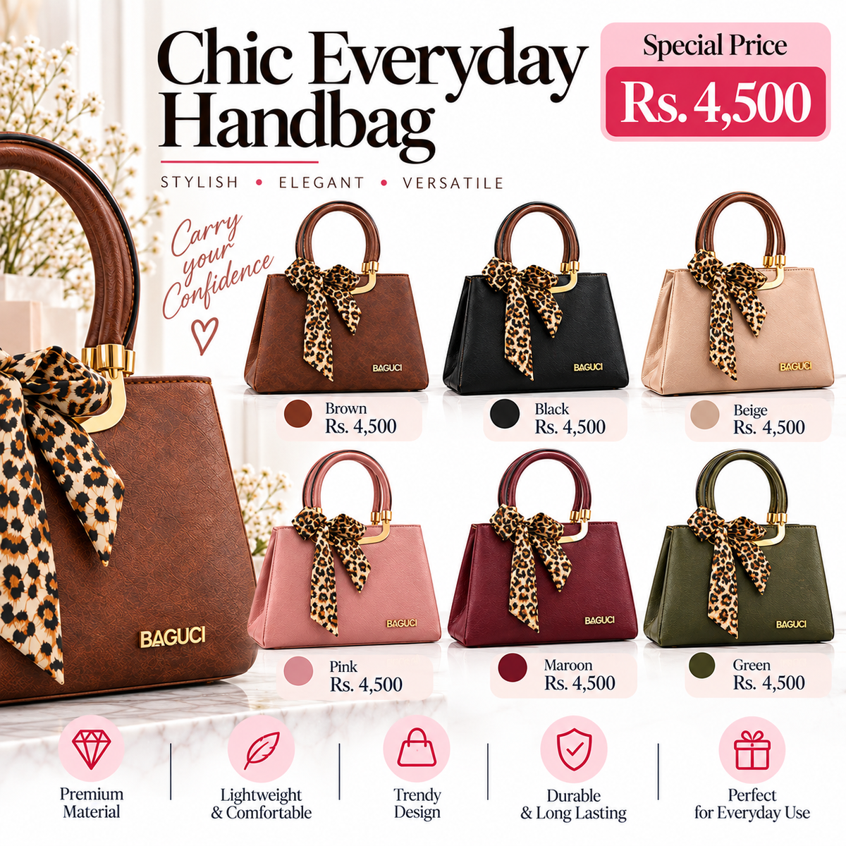 Leopard Bow Chic Handbag