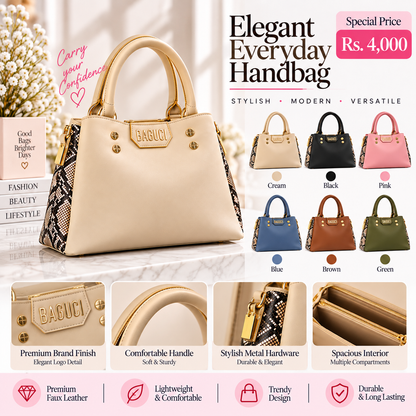 Snakeskin Side Accent Handbag