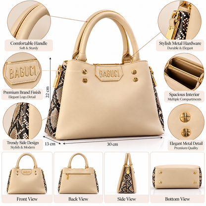 Snakeskin Side Accent Handbag