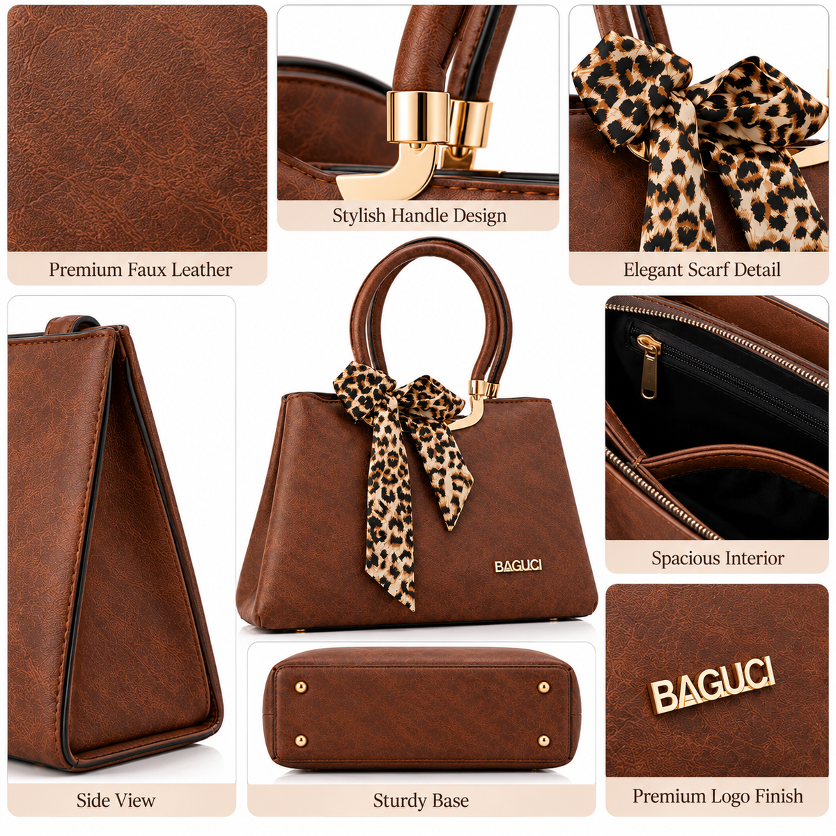 Leopard Scarf Chic Tote Handbag